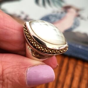 Lagos Caviar Sterling Silver18k Gold Marquise Mother Size 7